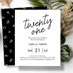 Zwart & Wit | 21e budget verjaardagsuitnodiging<br><div class="desc">Op zoek naar een unieke en betaalbare manier om je vrienden uit te nodigen voor je 21ste verjaardagsbash? Onze uitnodiging voor het budgetpapier in zwart-wit is precies wat u nodig hebt! Met een eenvoudig en trendy design, is deze uitnodiging zeker om ieders aandacht te trekken. De voorkant heeft een slanke...</div>