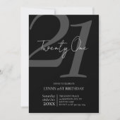 Zwart-wit 21e verjaardag uitnodiging (Voorkant)