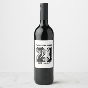 Zwart & Wit 21ste verjaardag dank u Wijn Etiket