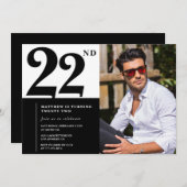 Zwart-wit 22e verjaardag foto kaart (Voorkant / Achterkant)