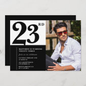 Zwart-wit 23e verjaardag foto kaart (Voorkant / Achterkant)