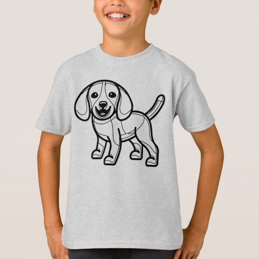 ZWART WIT #26 - Beagle lacht T-shirt (Voorkant)