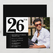 Zwart-wit 26e verjaardag foto kaart (Voorkant / Achterkant)