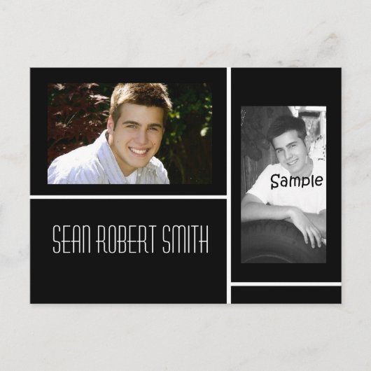 Zwart-wit 2 foto afstudeerder aankondiging (Voorkant)