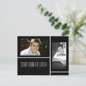 Zwart-wit 2 foto afstudeerder aankondiging (Staand voorkant)