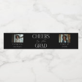 Zwart Wit 2 Foto Afstudeerder Afstudeerfeest Waterfles Etiket (Enkel label)