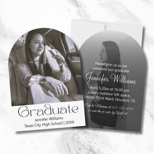 Zwart-wit 2 foto Afstuderen Party Arch Kaart