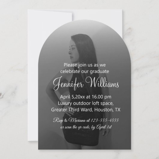 Zwart-wit 2 foto Afstuderen Party Arch Kaart (Achterkant)