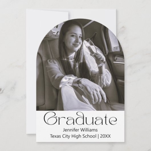 Zwart-wit 2 foto Afstuderen Party Arch Kaart (Voorkant)