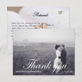 Zwart & Wit 2 foto bruiloft Dank u Briefkaart (Voorkant / Achterkant)