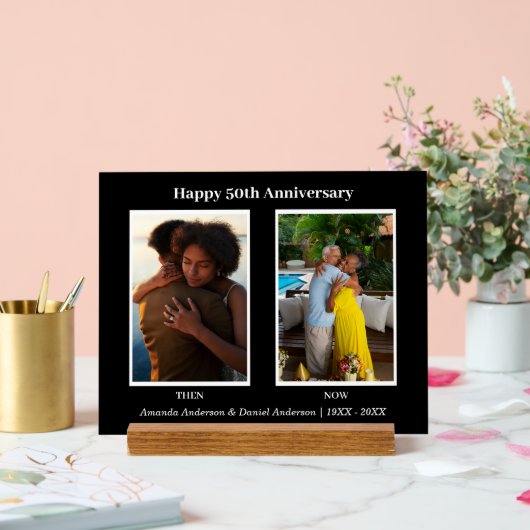 Zwart-wit 2 foto collage Jubileum Acryl Bord (Huwelijk)