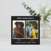 Zwart-wit 2 foto collage Jubileum Kaart (Staand voorkant)