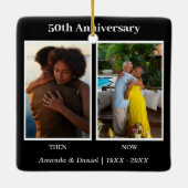 Zwart-wit 2 foto collage Jubileum Keramisch Ornament (Achterkant)