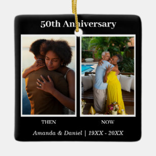 Zwart-wit 2 foto collage Jubileum Keramisch Ornament