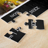 Zwart-wit 2 foto collage Jubileum Legpuzzel (Zijkant)