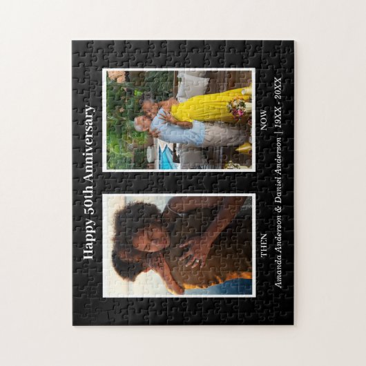 Zwart-wit 2 foto collage Jubileum Legpuzzel (Verticaal)
