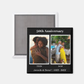 Zwart-wit 2 foto collage Jubileum Magneet (Voorkant / Achterkant)