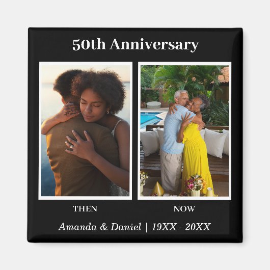 Zwart-wit 2 foto collage Jubileum Magneet (Voorkant)