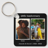 Zwart-wit 2 foto collage Jubileum Sleutelhanger (Voorkant)