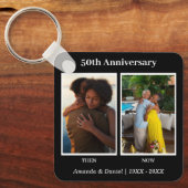 Zwart-wit 2 foto collage Jubileum Sleutelhanger (Voorkant)