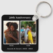 Zwart-wit 2 foto collage Jubileum Sleutelhanger (Achterkant)