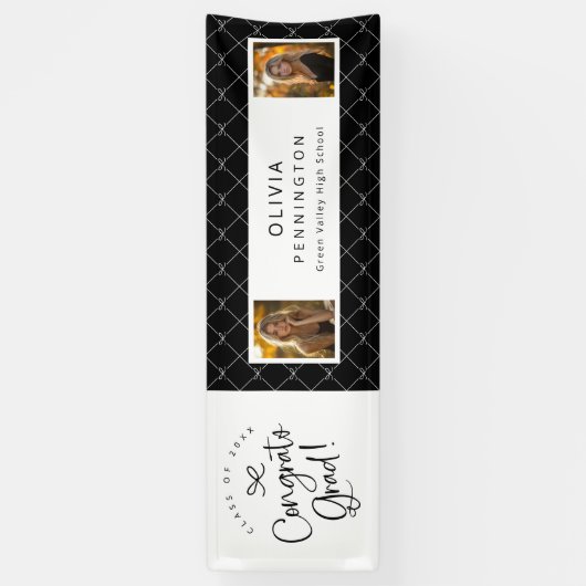 Zwart Wit 2 Foto Congrats Afstudeerder Party Banne Spandoek (Verticaal)