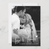 Zwart-wit 2 Foto Liefde Hart Script Bruiloft Bedankkaart (Voorkant)