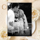 Zwart-wit 2 Foto Liefdeshart Script Bruiloft Bedankkaart