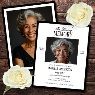 Zwart & Wit 2-Foto Uitnodiging voor een Uitvaart