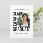 Zwart-wit 2 foto's Klasse van 25 Afstudeerder Open Kaart (Staand voorkant)