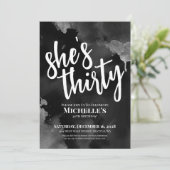 Zwart Wit 30e Verjaardag Kaart (Staand voorkant)