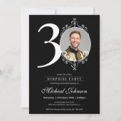 Zwart-wit 30e Verjaardag Verrassingsfeest Kaart (Voorkant)