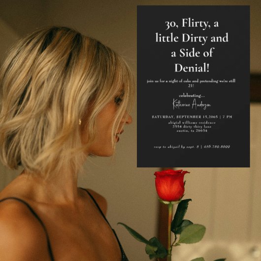 Zwart-wit 30ste verjaardagsfeest kaart