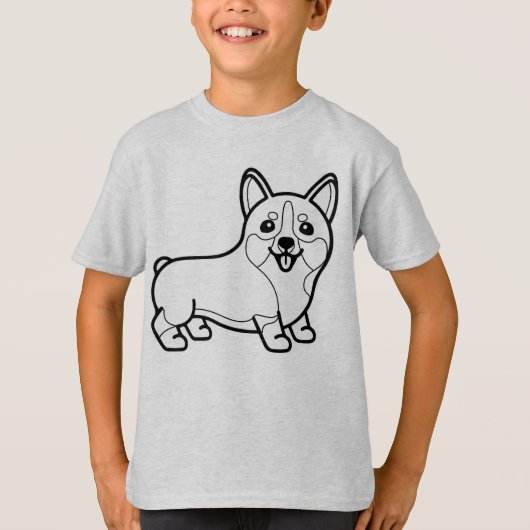 ZWART WIT #31 - Corgi Glimlach T-shirt (Voorkant)
