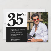 Zwart-wit 35e verjaardag foto kaart (Voorkant)