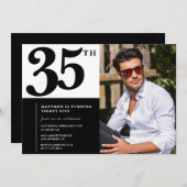 Zwart-wit 35e verjaardag foto kaart (Voorkant / Achterkant)