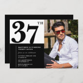 Zwart-wit 37e verjaardag foto kaart (Voorkant / Achterkant)