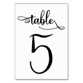 Zwart wit 3.5x5 tafelnummerkaart | Tabel 5 Kaart (Achterkant)