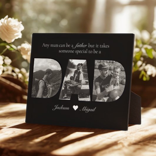 Zwart & Wit 3 Afbeeldingen Papa Fotocollage Fotoplaat