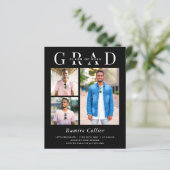 Zwart Wit 3 Foto Afstudeerfeest Kaart (Staand voorkant)