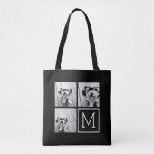 Zwart-wit 3 Foto Collage Aangepast monogram Tote Bag (Voorkant)