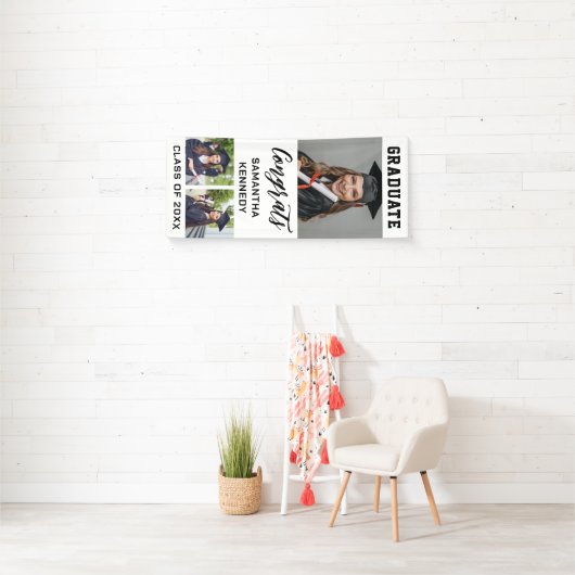 Zwart-wit 3 Foto Verticaal Afstuderen 2025 Spandoek (Insitu)