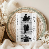 Zwart-wit 3 foto's modern script bruiloft save the date