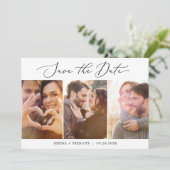 Zwart-wit 3 Fotosjabloon Opslaan datum Save The Date (Staand voorkant)