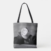 Zwart & Wit 3 handgemaakte houten Rozen Tote Bag (Achterkant)