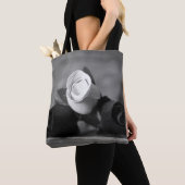 Zwart & Wit 3 handgemaakte houten Rozen Tote Bag (Dichtbij)