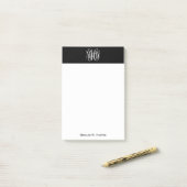 Zwart Wit 3 Initialen Wingerd Monogram DIY BG Post-it® Notes (Op bureau)