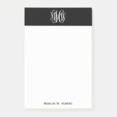 Zwart Wit 3 Initialen Wingerd Monogram DIY BG Post-it® Notes (Voorkant)