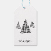 Zwart & Wit 3 Tree Minimal Gift Label Cadeaulabel (Voorkant)