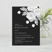 Zwart-Wit 3D Bloemen Bruiloft Kaart (Staand voorkant)